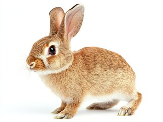 Obraz premium Adorable tan rabbit posing elegantly on a pristine white background