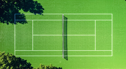Fototapeta premium tennis court, top view with space for text, simple background, negative space