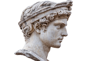 Marble bust of a young Roman man with a laurel crown