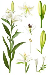Fototapeta premium Detailed illustration showcasing different parts of the Lilium plant for educational purposes