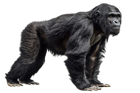 Majestic gorilla standing strong on transparent background