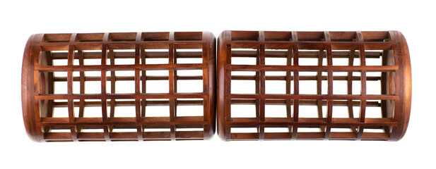 round wooden cage isolated on white background