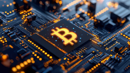 futuristic representation of digital currency on circuit board