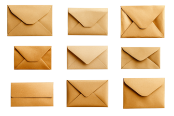 Collection of brown envelopes arranged on a surface