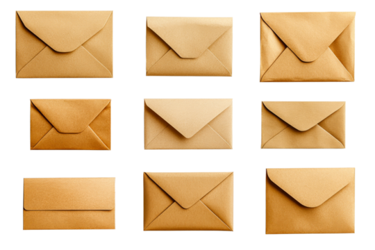 Collection of brown envelopes arranged on a surface