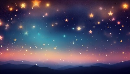 Naklejka premium Soft gradient midnight sky with tiny twinkling stars scattered across the dark sky.