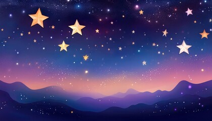 Fototapeta premium Soft gradient midnight sky with tiny twinkling stars scattered across the dark sky.