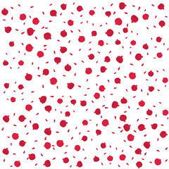 a pattern of red apples on a white background