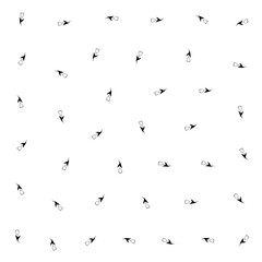 a bunch of black and white kites flying in the sky