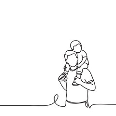 Fathers day line art style vector illustration, father and son line art design