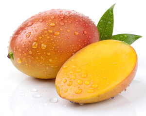 slices of mango isolated on the white background. Clipping path.Mango isolated