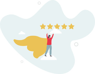 stars expert, excellence or great service, quality and good reputation professional, award winning or best rating concept,flat character life .