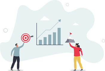 Fototapeta premium Goal setting for measurable business target achievement .flat character life .