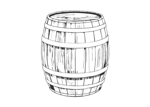 recommend clip art: Vector wooden barrel. Engraving wine beer barrel. Hand drawn vintage illustration in engraved style.
                    