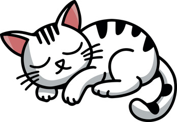 cute sleeping cat, adorable kitten resting, cartoon pet nap