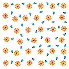 a pattern of orange flowers and green leaves