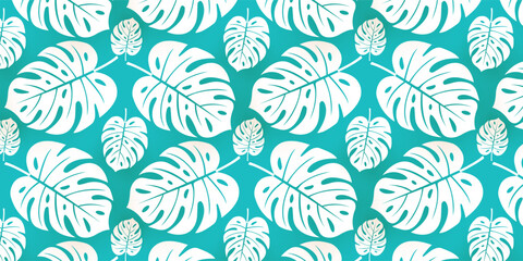 collection of colorful tropical seamless pattern. nature floral abstract background with monstera leaves. © bodonk