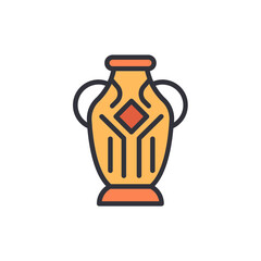 Ancient jar colored icons, minimalist vector illustration ,simple transparent graphic element .Isolated on white background