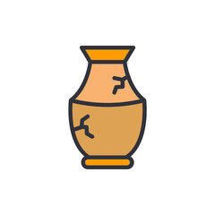 Ancient jar colored icons, minimalist vector illustration ,simple transparent graphic element .Isolated on white background