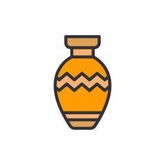 Ancient jar colored icons, minimalist vector illustration ,simple transparent graphic element .Isolated on white background
