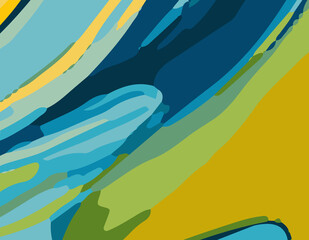 Abstract Background with a Harmonious Blend of Yellow, Green, and Blue Hues for a Vibrant and Modern Design. Beautiful Fluid Abstract Art Mix of Yellow, Green, and Blue for a Dynamic and Eye-Catching