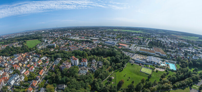 Die mittelfr&auml;nkische Stadt Zirndorf in der Metropolregion N&uuml;rnberg von oben