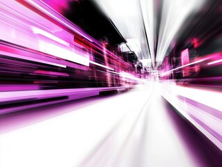 Abstract Purple and Pink Speed Streaks Cityscape at Night