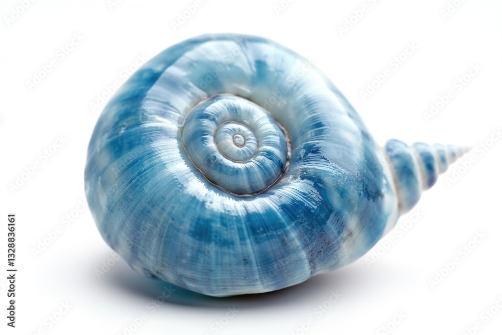 Poster A single shell photographed in close-up on a white background