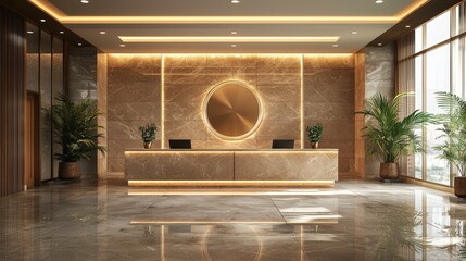 Lobby interior design inside luxury clinic with reception desk