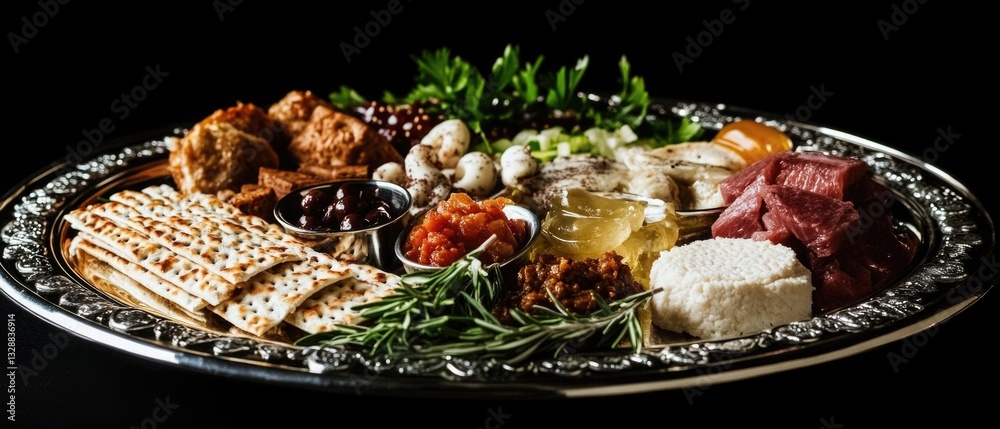 Poster a selection of various food dishes arranged on a table