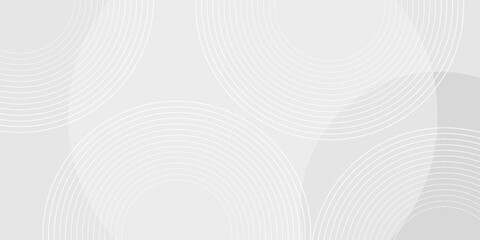 White geometric abstract background overlap layer on bright space with lines effect decoration. Modern graphic design element circles style concept for banner.