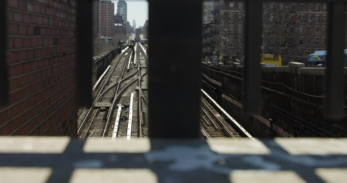 NYC Subway Train Emerging from Under Camera
