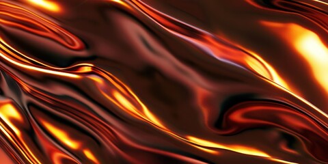 Obraz premium Gold orange liquid flowing fluid flow curve wave ripple metallic gloss dynamic futuristic swirl.