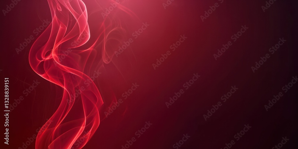 Sticker red flow vibrant dynamic curve wave smoke soft on black red dark background energy.