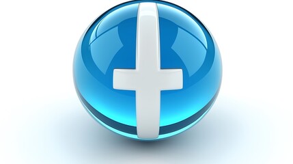 Obraz premium Blue sphere with cross on white background