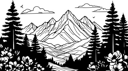 forest and mountains