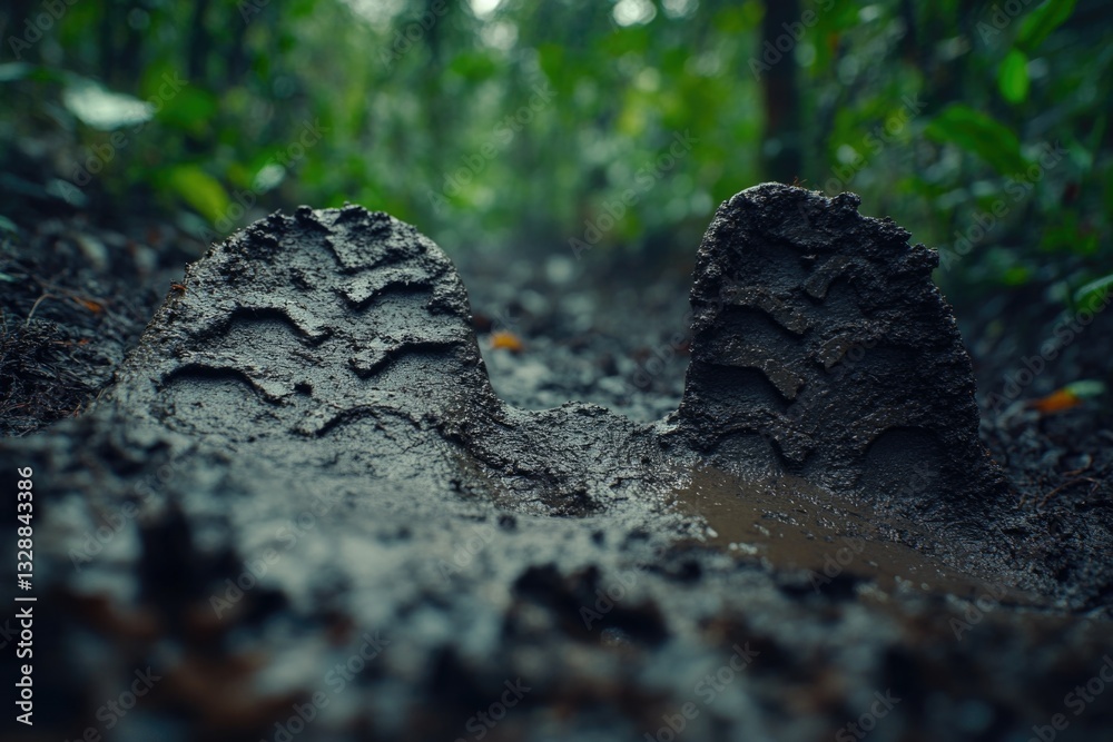 Poster a winding path through dense foliage