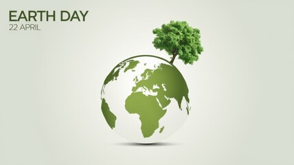Obraz premium Earth Day celebration, environmental awareness, sustainability, green planet, tree on globe, nature conservation, eco-friendly initiatives, April 22 holiday.