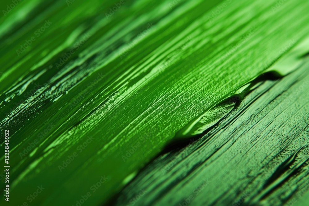Poster a close-up view of a leaf with water droplets glistening on its surface