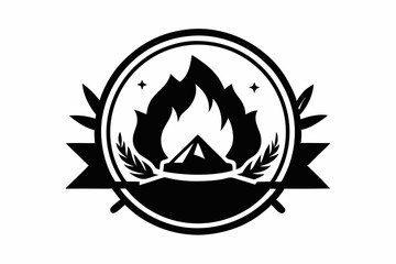 campfire line art silhouette vector illustration