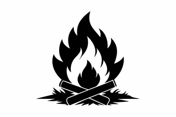campfire line art silhouette vector illustration
