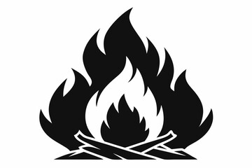 campfire line art silhouette vector illustration