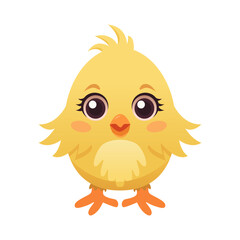 Cute small Kawaii chick. Childish design. Happy Easter. Flat vector illustration happy Chick.