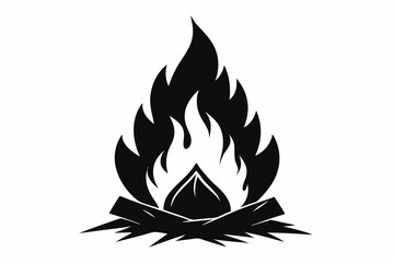 campfire line art silhouette vector illustration