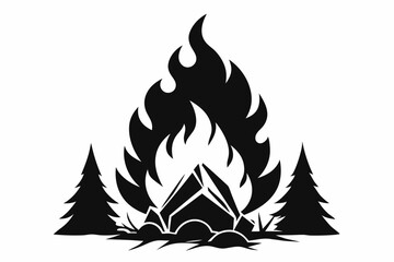 campfire line art silhouette vector illustration