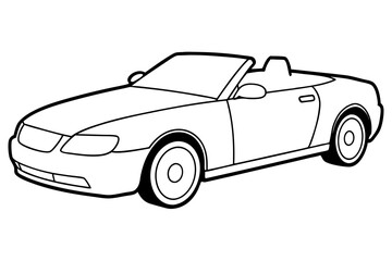 convertible car line art silhouette vector illustration