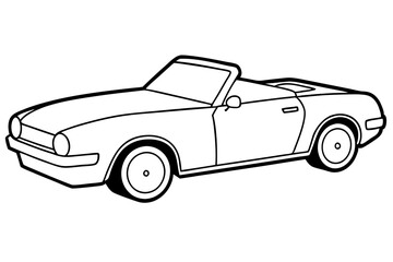 convertible car line art silhouette vector illustration