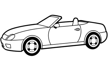 convertible car line art silhouette vector illustration