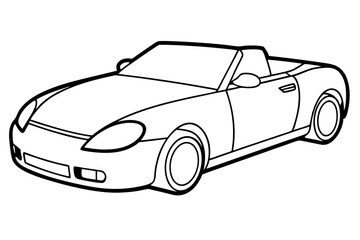 convertible car line art silhouette vector illustration