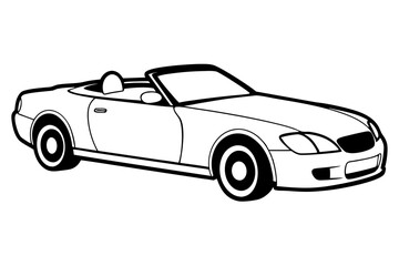 convertible car line art silhouette vector illustration